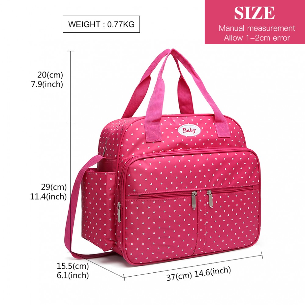 08300 Kono Polka Dot Baby Changing Bag with Changing Mat Pink