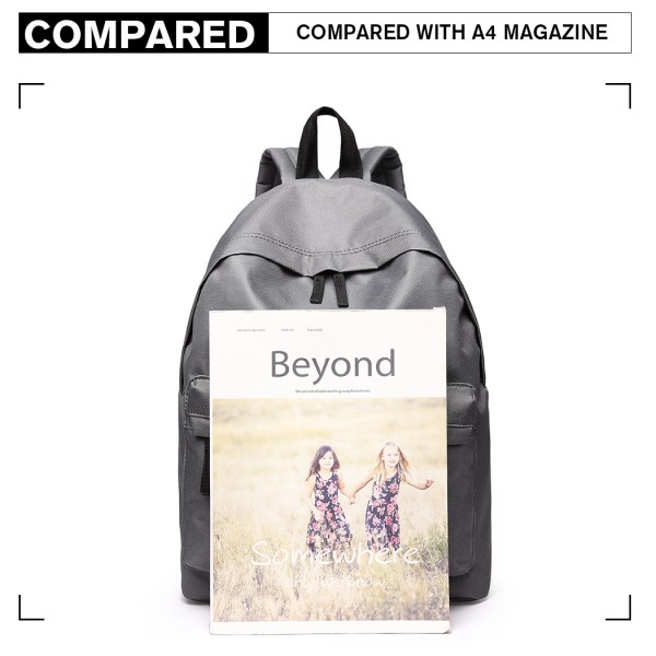 700D - Miss Lulu Classic Large Capacity Unisex Everyday Backpack - Grey