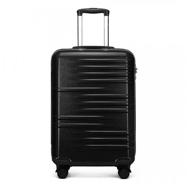 K2391L - British Traveller 20 Inch Durable Polycarbonate and ABS Hard Shell Suitcase With TSA Lock - Black