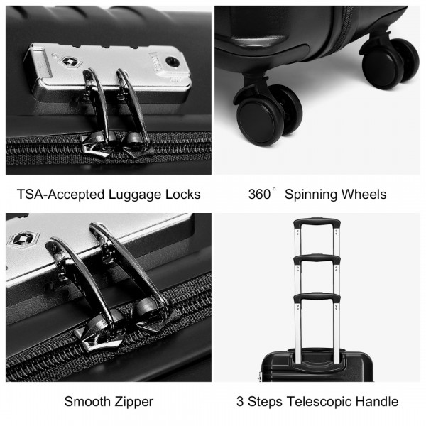 K2391L - British Traveller 28 Inch Durable Polycarbonate and ABS Hard Shell Suitcase With TSA Lock - Black