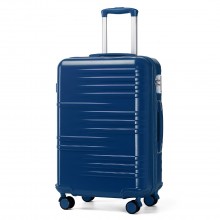 K2391L - British Traveller 24 Inch Durable Polycarbonate and ABS Hard Shell Suitcase With TSA Lock - Navy