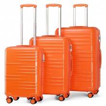 K2391L - British Traveller Ensemble de 3 pièces Durable Polycarbonate et ABS Valise à coque dure Avec serrure TSA - Orange