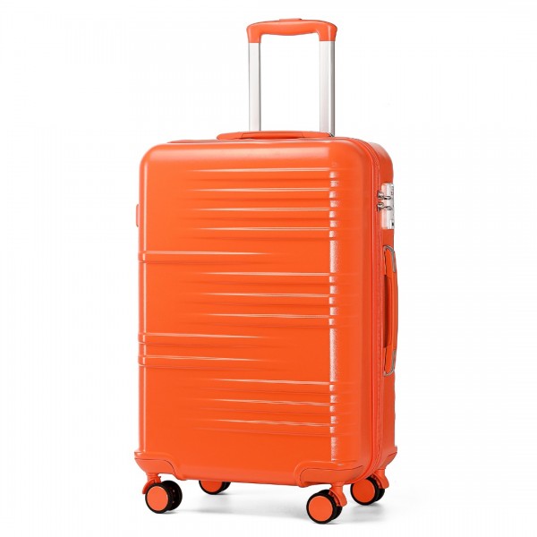 K2391L - British Traveller 24 Inch Durable Polycarbonate and ABS Hard Shell Suitcase With TSA Lock - Orange