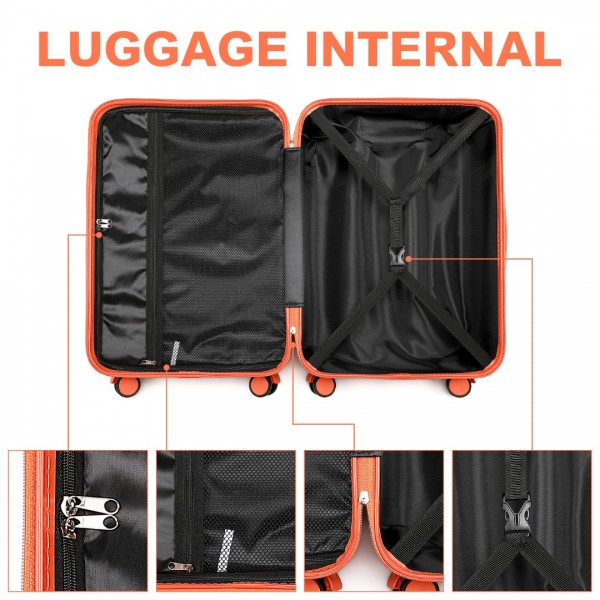 K2391L - British Traveller 28 Inch Durable Polycarbonate and ABS Hard Shell Suitcase With TSA Lock - Orange