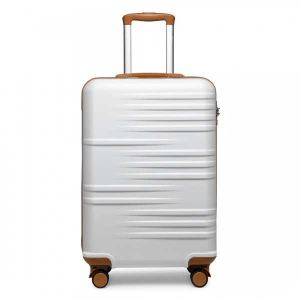 K2391L - British Traveller 20 Inch Durable Polycarbonate and ABS Hard Shell Suitcase With TSA Lock - White