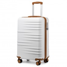K2391L - British Traveller 20 Inch Durable Polycarbonate and ABS Hard Shell Suitcase With TSA Lock - White
