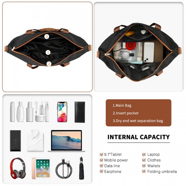 K2392L+S2366 - British Traveller 5 Stück Polypropylen Hartschale Kofferset Mit Tragetasche und Kosmetiktasche - Schwarz