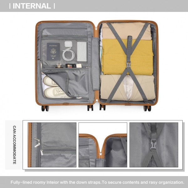 K2392L+S2366 - British Traveller 5 Stück Polypropylen Hartschale Kofferset Mit Tragetasche und Kosmetiktasche - Schwarz