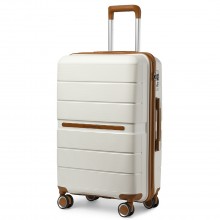 K2392L - British Traveller 24 Inch Multi-Texture Polypropylene Hard Shell Suitcase With TSA Lock - Cream