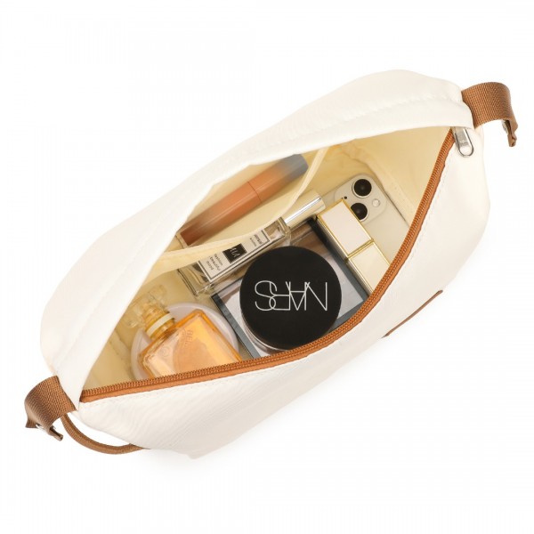 K2392L+S2366 - British Traveller 5 Stück Polypropylen Hartschale Kofferset Mit Tragetasche und Kosmetiktasche - Creme
