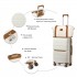 K2392L+S2366 - British Traveller 5 Stück Polypropylen Hartschale Kofferset Mit Tragetasche und Kosmetiktasche - Creme