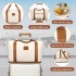 K2392L+S2366 - British Traveller 5 Stück Polypropylen Hartschale Kofferset Mit Tragetasche und Kosmetiktasche - Creme