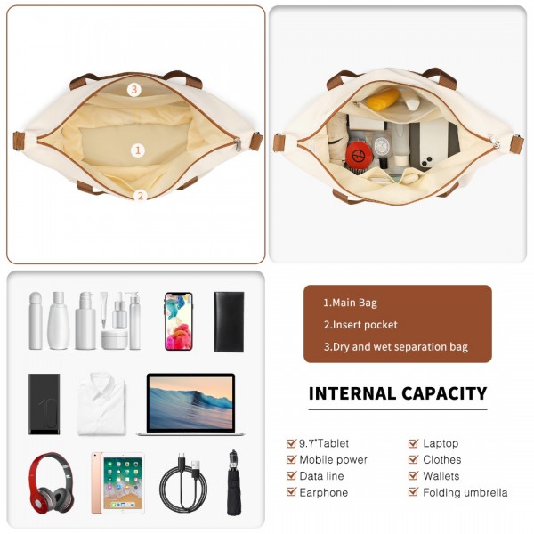 K2392L+S2366 - British Traveller 5 Stück Polypropylen Hartschale Kofferset Mit Tragetasche und Kosmetiktasche - Creme