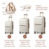 K2392L+S2366 - British Traveller 5 Stück Polypropylen Hartschale Kofferset Mit Tragetasche und Kosmetiktasche - Creme