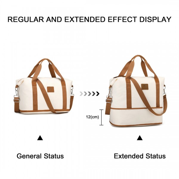 K2392L+S2366 - British Traveller 5 Stück Polypropylen Hartschale Kofferset Mit Tragetasche und Kosmetiktasche - Creme