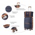 K2392L+S2366 - British Traveller 5 Stück Polypropylen Hartschale Kofferset Mit Tragetasche und Kosmetiktasche - Marineblau