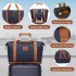 K2392L+S2366 - British Traveller 5 Stück Polypropylen Hartschale Kofferset Mit Tragetasche und Kosmetiktasche - Marineblau