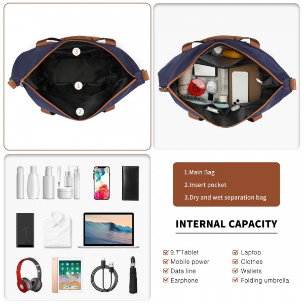 K2392L+S2366 - British Traveller 5 Stück Polypropylen Hartschale Kofferset Mit Tragetasche und Kosmetiktasche - Marineblau