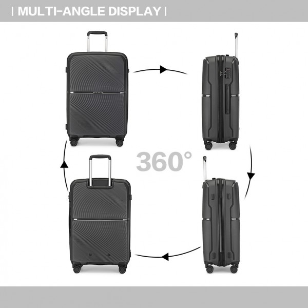 K2393L - British Traveller 28 Inch Spinner Hard Shell PP Suitcase With TSA Lock - Black