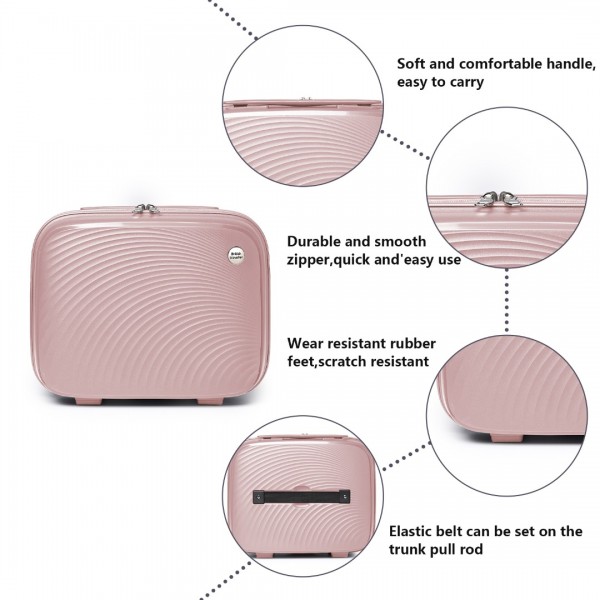 K2393L - British Traveller 4 Pcs Set Spinner Hard Shell PP Suitcase With TSA Lock And Vanity Case - Nude