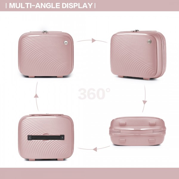 K2393L - British Traveller 4 Pcs Set Spinner Hard Shell PP Suitcase With TSA Lock And Vanity Case - Nude