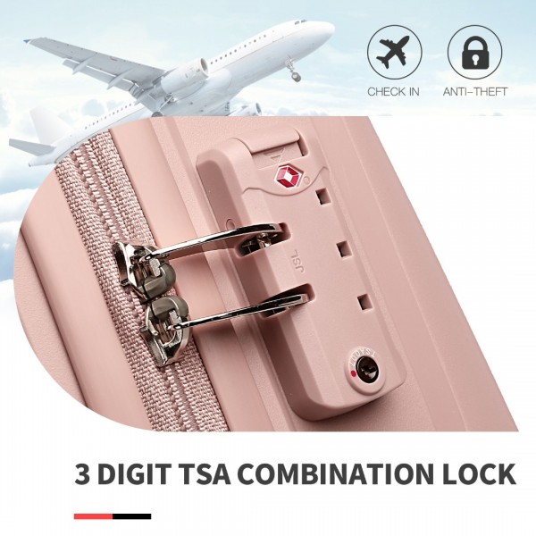 K2393L - British Traveller 4 Pcs Set Spinner Hard Shell PP Suitcase With TSA Lock And Vanity Case - Nude