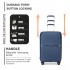 K2393L - British Traveller 24 Inch Spinner Hard Shell PP Suitcase With TSA Lock - Navy