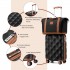 K2395L+S2366 - British Traveller 20 Inch Ultralight ABS And Polycarbonate Cabin Size Suitcase Included Vanity Case And Travel Tote And Cosmetic Pouch - Black And Brown