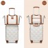 K2395L+S2366 - British Traveller 20 Inch Ultralight ABS And Polycarbonate Cabin Size Suitcase 3 Piece Travel Set with Travel Tote and Cosmetic Pouch - Cream