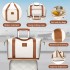 K2395L+S2366 - British Traveller 20 Inch Ultralight ABS And Polycarbonate Cabin Size Suitcase 3 Piece Travel Set with Travel Tote and Cosmetic Pouch - Cream