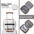 K2395L+S2366 - British Traveller 6 Piece Ultralight ABS And Polycarbonate Suitcase Set With Travel Tote And Cosmetic Pouch - Cream