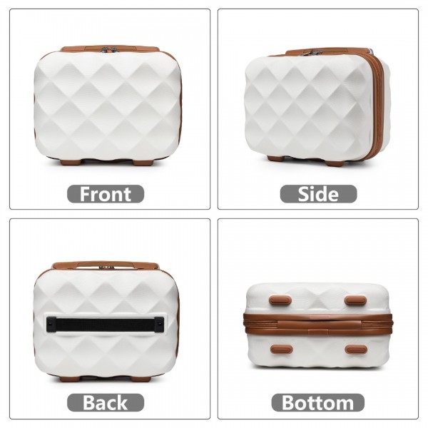 K2395L+S2366 - British Traveller 6 Piece Ultralight ABS And Polycarbonate Suitcase Set With Travel Tote And Cosmetic Pouch - Cream