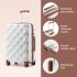 K2395L - British Traveller 32 Inch Extra-Large Diamond Texture ABS+PC Hard-Shell Spinner Suitcase with Telescopic Handle - Cream