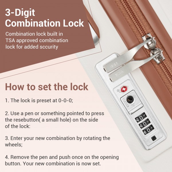 K2395L - British Traveller 32 Inch Extra-Large Diamond Texture ABS+PC Hard-Shell Spinner Suitcase with Telescopic Handle - Cream