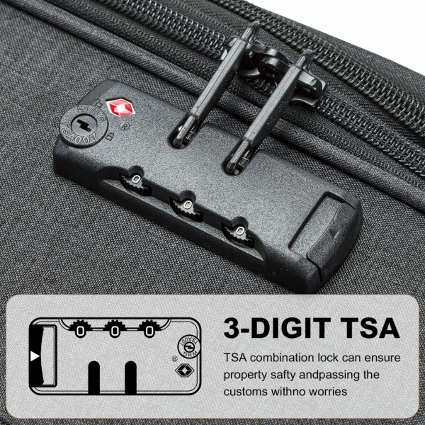 K2397L - British Traveller 3-częściowy Lekki Miękka powłoka Zestaw bagażu Z Zamki TSA - Czarny