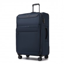 KSB2582 - British Traveller 28-Zoll großer erweiterbarer Softshell-Koffer mit TSA-Schloss, leisen Spinner-Rollen und Laptopfach - Marineblau