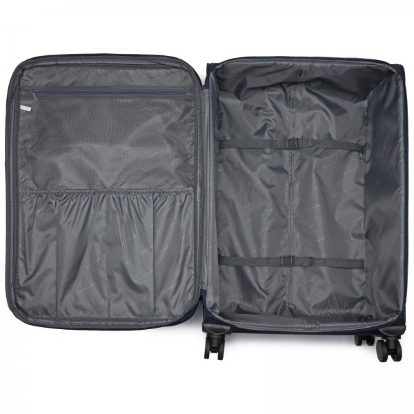 KSB2582 - British Traveller 28-Zoll großer erweiterbarer Softshell-Koffer mit TSA-Schloss, leisen Spinner-Rollen und Laptopfach - Marineblau