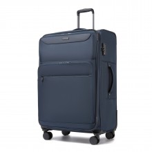 KSB2582 - British Traveller 28-Inch Large Expandable Softshell Suitcase with TSA Lock, Silent Spinner Wheels & Laptop Compartment - Navy