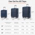 KSB2597 - British Traveller Sleek Tough 3-Piece Travel Soft-Shell Suitcase with Silent TPE Spinners, TSA Security and Expandable Checked Sizes - Navy