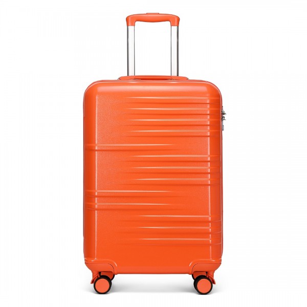 K2391L - British Traveller 20 Inch Durable Polycarbonate and ABS Hard Shell Suitcase With TSA Lock - Orange