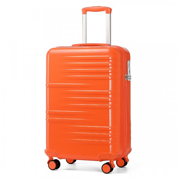 K2391L - British Traveller 20 Inch Durable Polycarbonate and ABS Hard Shell Suitcase With TSA Lock - Orange