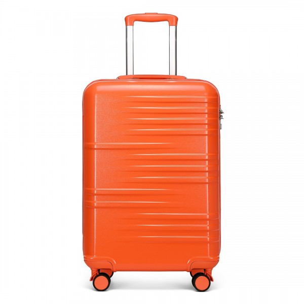 K2391L - British Traveller 20 pouces Durable Polycarbonate et ABS Valise à coque dure Avec serrure TSA - Orange
