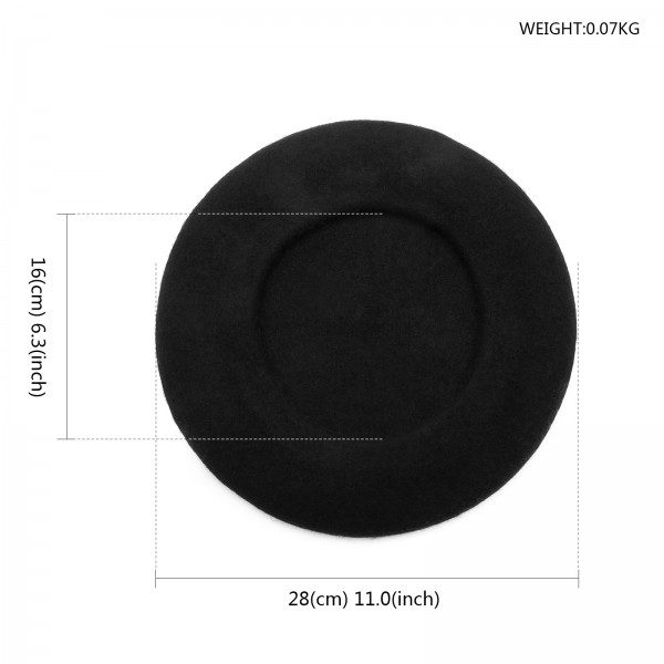 CAP-4 - Damen Vintage French Beret Style Hut - Schwarz