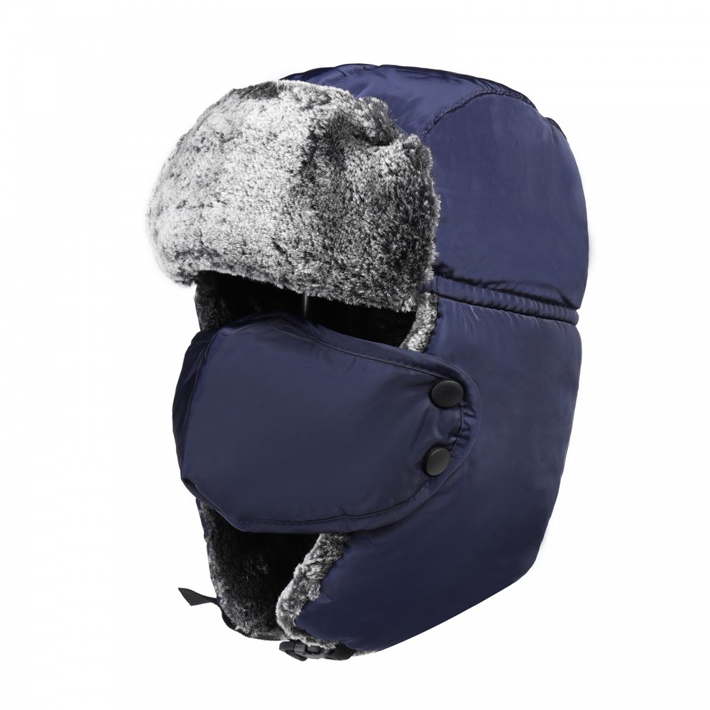 Thermal Faux Fur Lined Trapper Hat - Navy