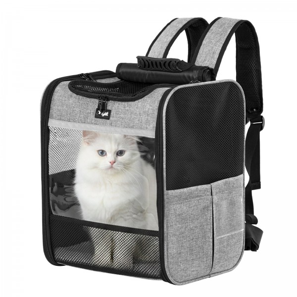 PTD2640 - Dogat Foldable And Durable Pet Backpack Carrier Travel Bag for Cats and Small Dogs - Grey