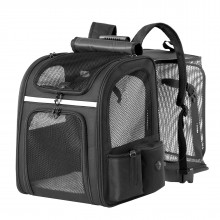 PTD2641 - Dogat Ausbaufähig Und Zusammenklappbar Haustier-Rucksacktrage mit Belüftete Mesh-Fenster Bequemes & sicheres Design - Schwarz