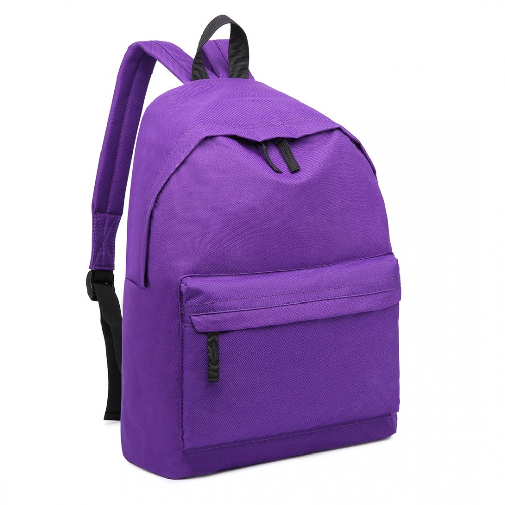 E1401 Miss Lulu Large Plain Unisex Backpack Purple