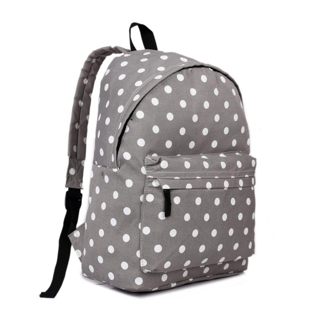 E1401D2 - Miss Lulu Large Backpack Polka Dot Grey