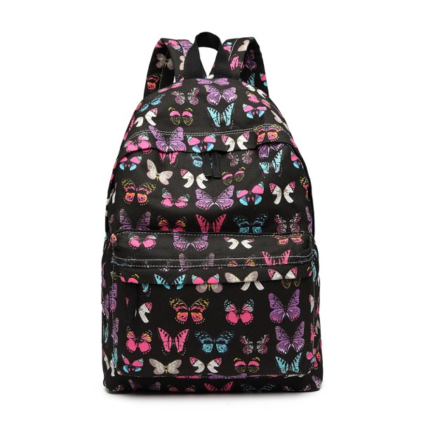 E1401B - Miss Lulu Large Backpack Butterfly Black