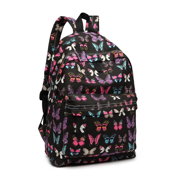 E1401B - Miss Lulu Large Backpack Butterfly Black